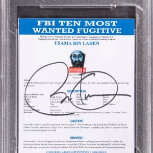 Barack Obama Signed Osama Bin Laden FBI Ten Most Wanted 5 x 6 Poster (PSA/DNA)